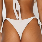 Solid Color Halter Neck Sexy Lace-Up Two Pieces Swimsuit Women Bikini