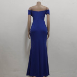 Sexy Fashion Solid Color Off Shoulder Split Dress