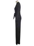 Winter Fashion V-Neck Belt Women's Jumpsuit
