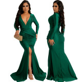 Sexy Fashion Solid Color Nightclub Irregular Wrinkled Dress