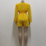 Sexy Fashion Casual V-Neck Belt Women's Jumpsuit