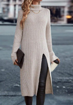 Fashionable Autumn And Winter Loose High-Neck Long-Sleeved Split Sweater Dress Fashionable Autumn And Winter Loose High-Neck Long-Sleeved Split Sweater Dress