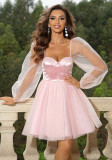 Summer Fashion Women's Mesh Lantern Sleeve A-Line Party Dress