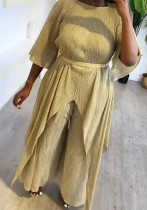 Plus Size African Women's Fashion Casual Loose Irregular Wide Leg Two Piece Suit