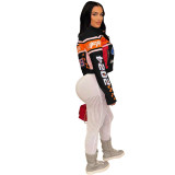 Autumn And Winter High Street Print Stand Collar Short Zipper Jacket