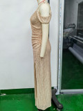 Sexy Low Back Sequin Long Women's Evening Dress