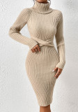 Women's Autumn And Winter Turtleneck Slim Sweater Dress