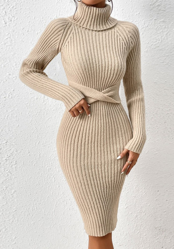 Women's Autumn And Winter Turtleneck Slim Sweater Dress