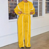 Ribbon Patchwork Hooded Hoodies Pants Two-Piece Tracksuit