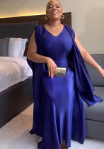 African Solid Color Chic Sleeveless Irregular Pleated Plus Size Dress Women's Clothing
