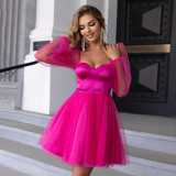 Summer Fashion Women's Mesh Lantern Sleeve A-Line Party Dress