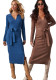 Women's Turndown Collar V-Neck Knitting Dress