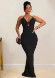 Fashionable Women's Sexy Strap V-Neck Low Back Slim Dress
