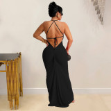 Fashionable Women's Sexy Strap V-Neck Low Back Slim Dress