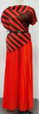 Autumn Striped Turndown Collar Slim Waist Top Pleated Pants Plus Size Suits