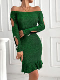 Women Long Sleeve Off Shoulder Bodycon Dress