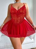 Plus Size Women Lace sleeveless Dress Sexy Lingerie