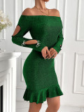 Women Long Sleeve Off Shoulder Bodycon Dress