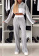 Women Color Block Long Sleeve Contrast Hoodies and Pants Two Piece Set