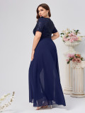 Plus Size Women Sequins V-neck Sequins Skirt Jumpsuit