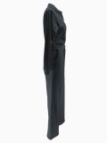 Women Fall/Winter Solid V-Neck Long Sleeve Casual Top and Pants Two-Piece Set