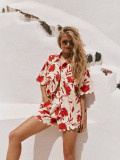 Women Printed Top and Short Two Piece Set