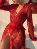 Women Lace Long Sleeve Dress Sexy Lingerie