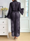 Plus Size Women Lace long sleeve Dress Sexy Lingerie