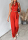Women Casual Turndown Collar Vest and Pants Two Piece Set