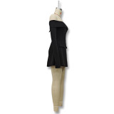 Women Backless Off Shoulder Strapless Long Sleeve Dress