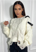 Women Pu-Leather Patchwork off-shoulder Ripped Top Women Pu-Leather Patchwork off-shoulder Ripped Top