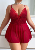 Plus Size Women Lace sleeveless Dress Sexy Lingerie