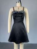 Women Fall Elegant Sequin Patchwork Strapless Strap Dress