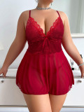 Plus Size Women Lace sleeveless Dress Sexy Lingerie