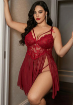 Plus Size Women Lace sleeveless Dress Sexy Lingerie