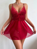 Women Lace Patchwork Sleeveless Dress Sexy Lingerie