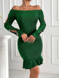 Women Long Sleeve Off Shoulder Bodycon Dress