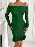 Women Long Sleeve Off Shoulder Bodycon Dress
