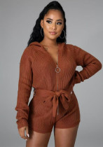 Women Fall Sexy Zipper Hoodie Jumpsuit