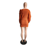 Women Fall Winter Sexy Lace-Up Sweater Skirt Three-Piece
