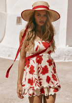 Women Lace Printed Top and Shorts Two Piece Set Women Lace Printed Top and Shorts Two Piece Set