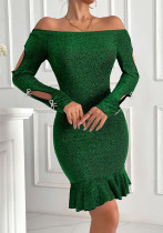 Women Long Sleeve Off Shoulder Bodycon Dress