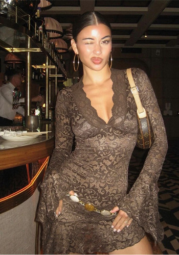 Women Fall Winter Sexy Lace Party Dress
