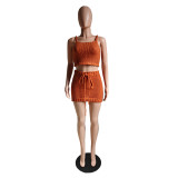 Women Fall Winter Sexy Lace-Up Sweater Skirt Three-Piece