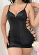 Plus Size Women Pu-Leather Hollow Out Dress Sexy Lingerie