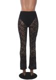 Fashion Sexy Elastic Nightclub Lace Casual Pants