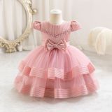 Puffy Princess Cascading Ruffles Dress Baby Evening Dress