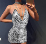 Women's Metal Sequin Sexy Rhinestone Dress