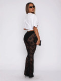 Fashion Sexy Elastic Nightclub Lace Casual Pants