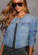 Spring Women's Slim Short Denim Coat Multi-Pocket Jacket